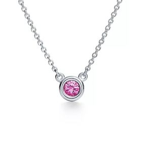 Tiffany & Co. 16" Elsa Peretti color by the yard pink sapphire necklace.